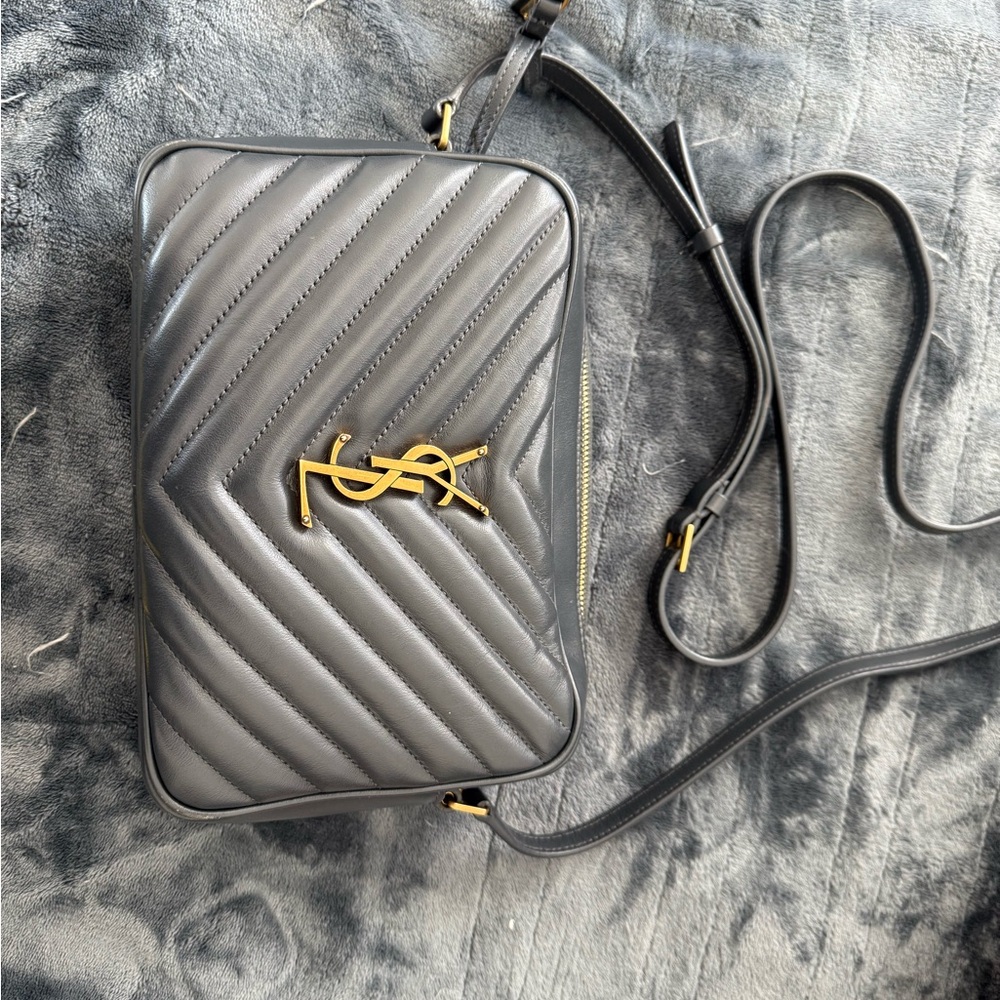Yves Saint Laurent Quilted Silver Crossbody Bag